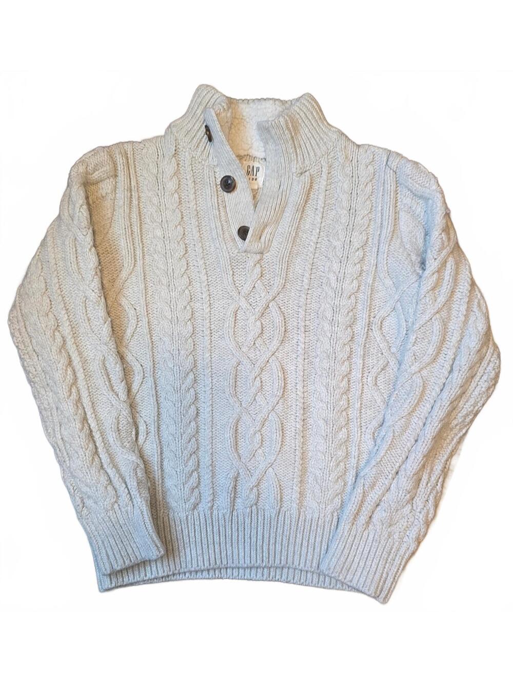 Unisex GAP Kids Cream Cable Knit Pullover Sweater Size 10